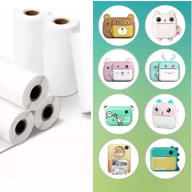 X2 Rollo Blanco Papel Térmico Impresión 56x25mm Mini Impresora