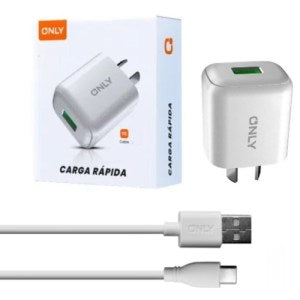 Cargador Mini Only Hembra Usb 2.8A + Cable Separado Usb A Tipo C