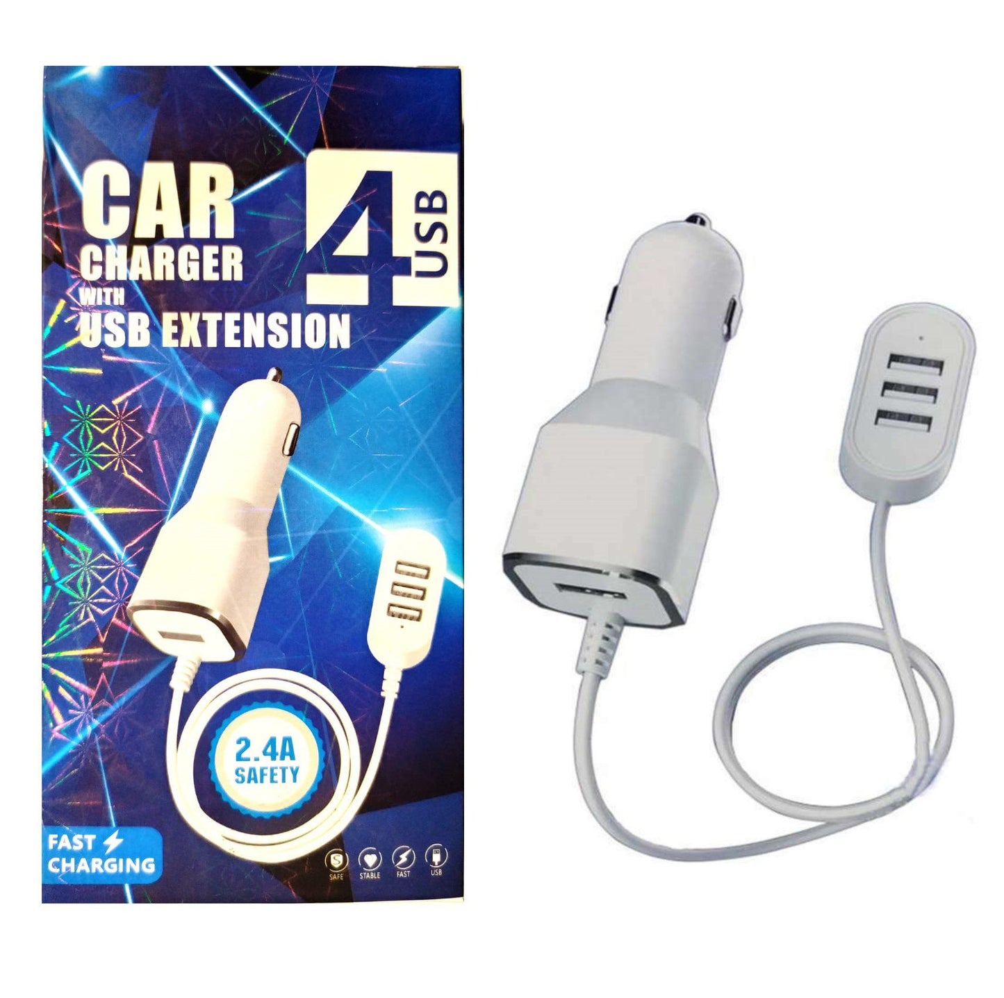 Cargador De Auto 4 Usb Extensor 1 + 3