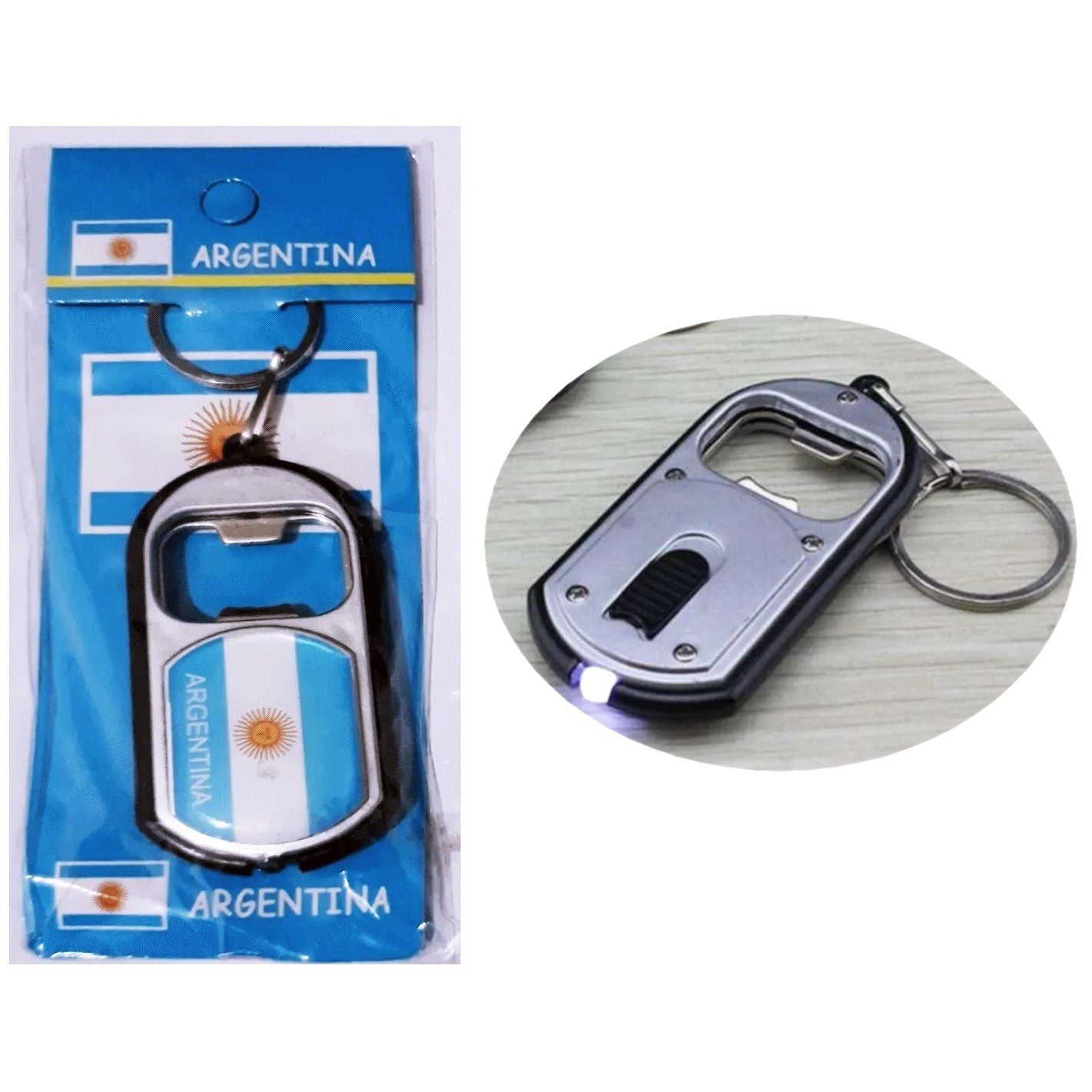 Llavero Destapador Botellas Con Luz Argentina