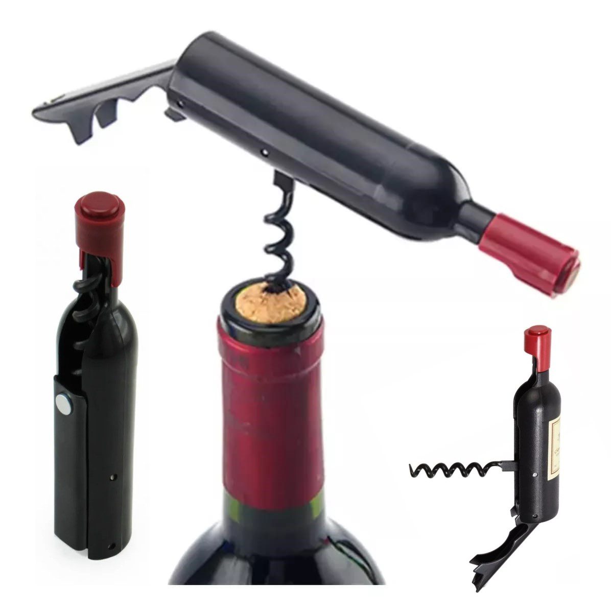 Destapador Plegable Con Iman SacaCorcho Y Botellas Forma de Vino