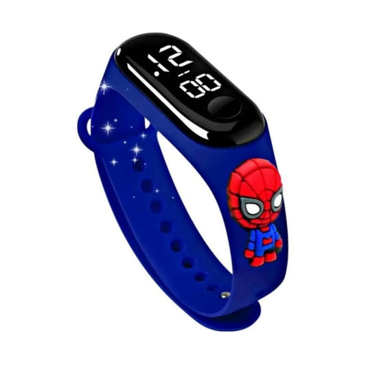 Reloj Digital Tactil Infantil 3d Hombre Araña Malla Azul