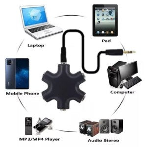 Divisor Splitter De Audio 3.5mm 6 Hembras Colores