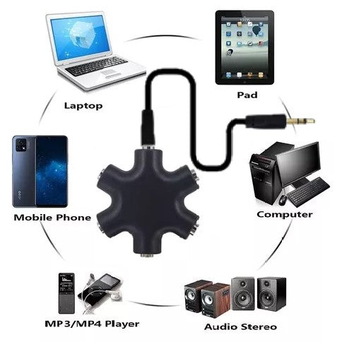 Divisor Splitter De Audio 3.5mm 6 Hembras Colores