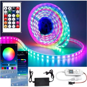 Tira Led Avanzada 5050 Rgb Secuencial 5 Metros, Control Remoto, Bluetooth Audiorítmico App de Programación, Etc
