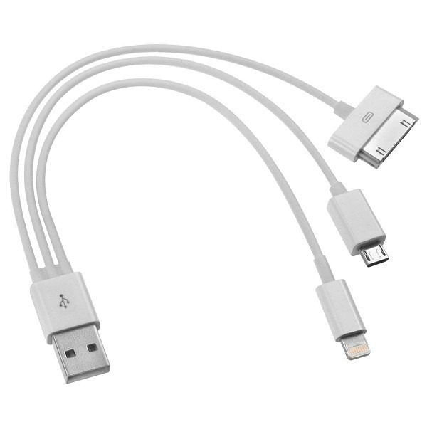 Cable 3 en 1 Usb A Micro + IPhone Lightning (En Caja)