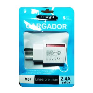Cargador Cabezal Mega 2.4A  2 Salidas Usb hembra (En Bolsa)