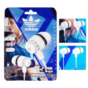 Auriculares Adidas Manos Libres Mic. y Botón Color Blanco Con Amarillo