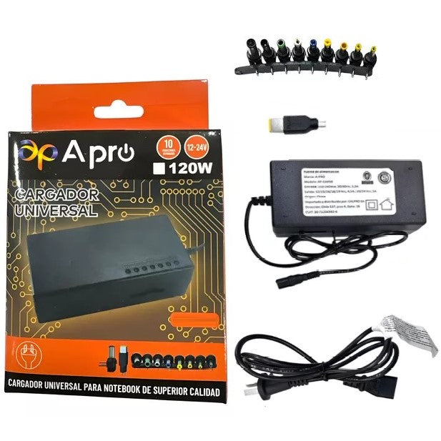 Cargador Universal Apro Para Notebooks 10 Fichas /netbooks Y Monitores