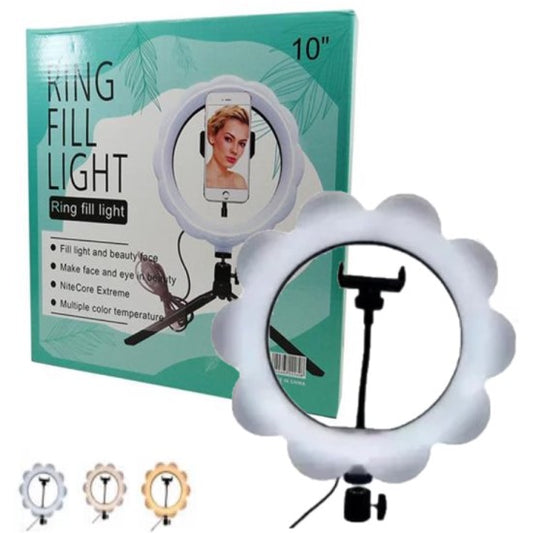 Aro De Luz Led Dimerizable Con diseño 26cm 10P  Con Soporte Tripode