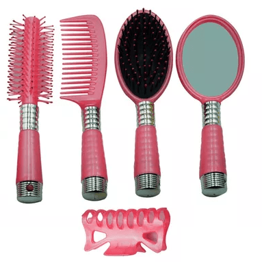 Set De Cepillos Para el Pelo En Bolsa Color Rosa
