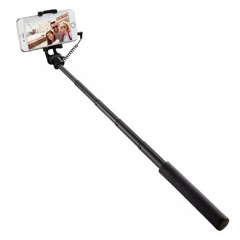 Palo De Selfie Extensible Mango Bastón Monopod  Con Botón De Disparo Color Negro