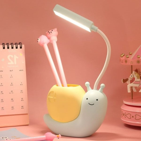 Lampara Velador Led Recargable + Cable Modelo: Caracolito Color Lapicero Amarillo