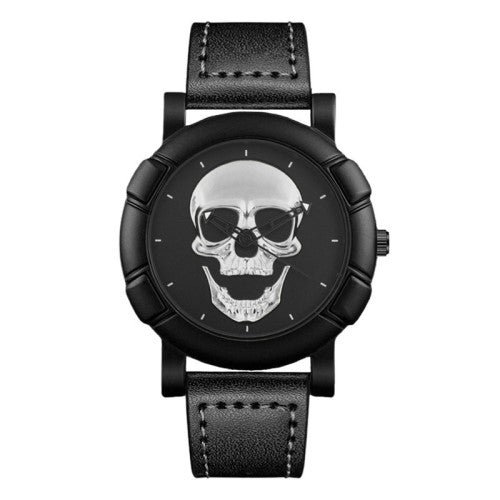 Reloj Calavera Agujas – Fondo Negro Calavera Negra
