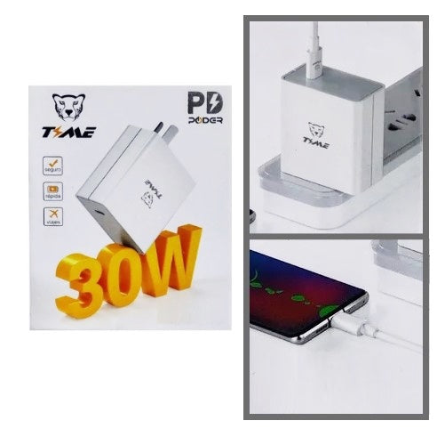 Cargador Cabezal Power PD 35W Hembra Tipo C + Cable Separado Tipo C A Tipo C