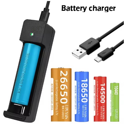 Cargador Usb De Pilas 18650, 26650, 16340, Etc Regulable + Cable Separado