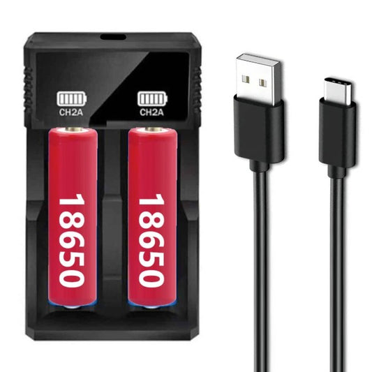 Cargador Doble De Pilas Usbs 18650, 26650, 14500, 16340 Regulable Con Led