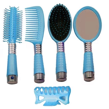 Set De Cepillos Para el Pelo En Bolsa Color Celeste