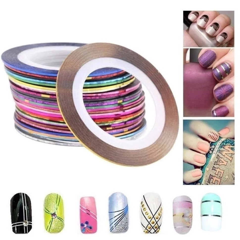 2 Rollos Cintas Decoración De Uñas Metalizados Violeta Con Efectos