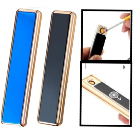 Encendedor Electrónico Recargable Metal Mod:C Usb Deslizable Color Bronce