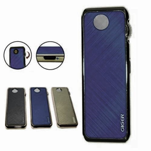Encendedor Electrónico Recargable Metal Mod:B Usb Deslizable Color Azul Oscuro