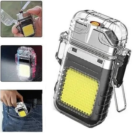 Linterna Y Encendedor Electrónico Recargable + Cable Usb Tipo C (En Caja)