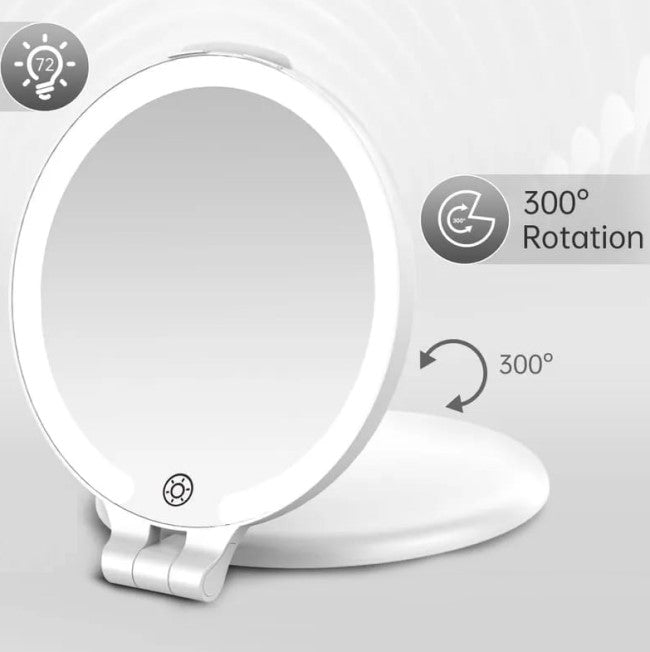 Nuevo Espejo Redondo Plegable Para Maquillaje Táctil Luz Led  A Pilas O Con Cable