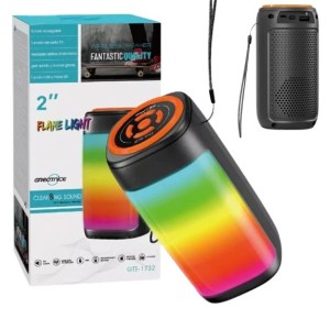 Parlante Bluetooth Flame Rgb 15x8Cm On/Off Efectos + Entrada Usb, Micro Sd Radio Color Negro