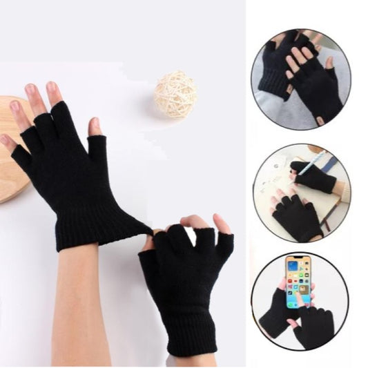 Guantes Medio Dedo Cortos Hombre Mujer Unisex Elastizado Invierno