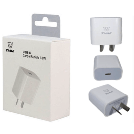 Cargador Cabezal Premium 18W Time Carga rapida 18W Salida Hembra Tipo C  En Caja