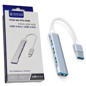 Hub Usb 4 Puertos 1x 3.0 + 3x 2.0 Compacto