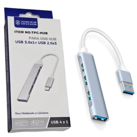 Hub Usb 4 Puertos 1x 3.0 + 3x 2.0 Compacto