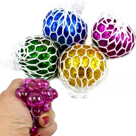 Squishy Con Glitter y pelotitas de hydrogel En Red Brillo Multicolor