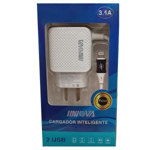 Cargador 3.1A Inova IPhone Cable Lightning 2 Usb Cable Incluido