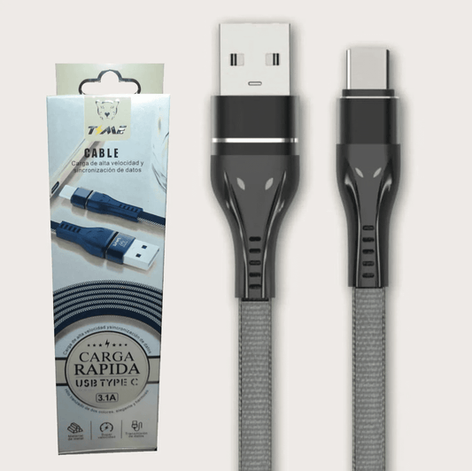Cable Time Premium Usb A “Tipo C” Carga Rápida 3.1 Hilo Trenzado Color Gris