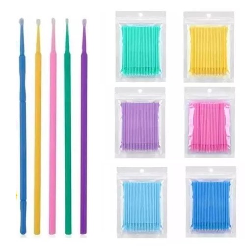 Micro Hisopos X60 Cepillos Para Extensión De Pestañas Uñas Otros En Bolsa Colgar