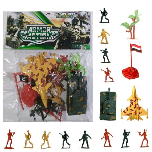 Kit De 16 Piezas Unidades Soldaditos Tanque Avion y Bandera