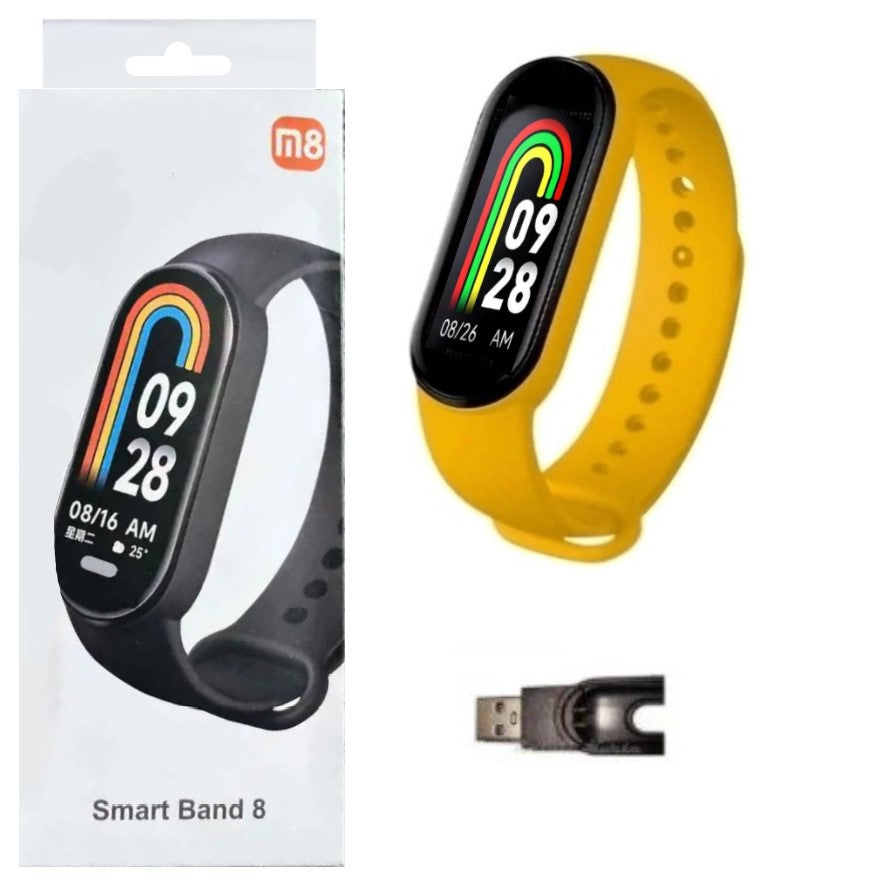 Reloj Smartwatch M8 Software Fitpro Bluetooth Táctil Malla Naranja Amarillento
