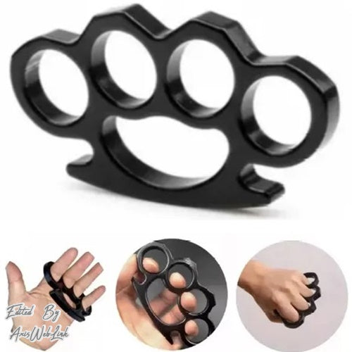 Manopla Para Defensa Personal Gruesa Acero Puño Americano Color Negro