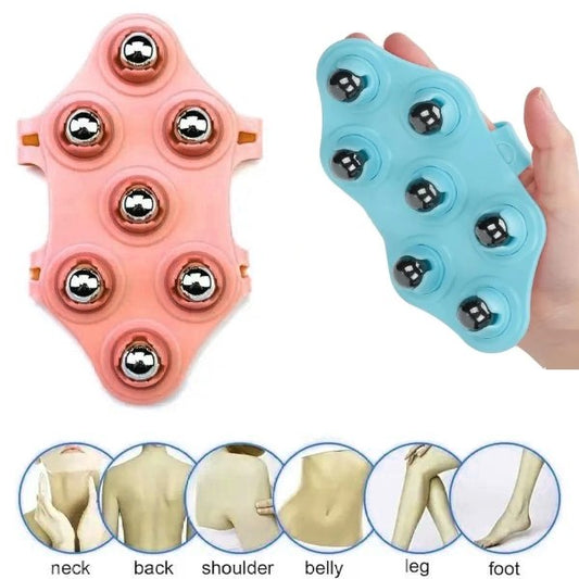 Masajeador Manual Corporal Bolas Acero Manopla Relajante Color Salmon