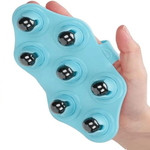 Masajeador Manual Corporal Bolas Acero Manopla Relajante Celeste