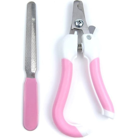 Corta Uñas Alicate Reforzado+ Lima Para Mascotas Perros Gatos Color Rosa