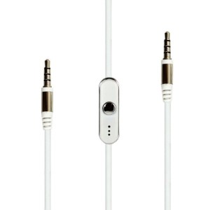 Cable Auxiliar 3.5mm Plug a Plug Con Botón y Micrófono Manos Libres Color Blanco