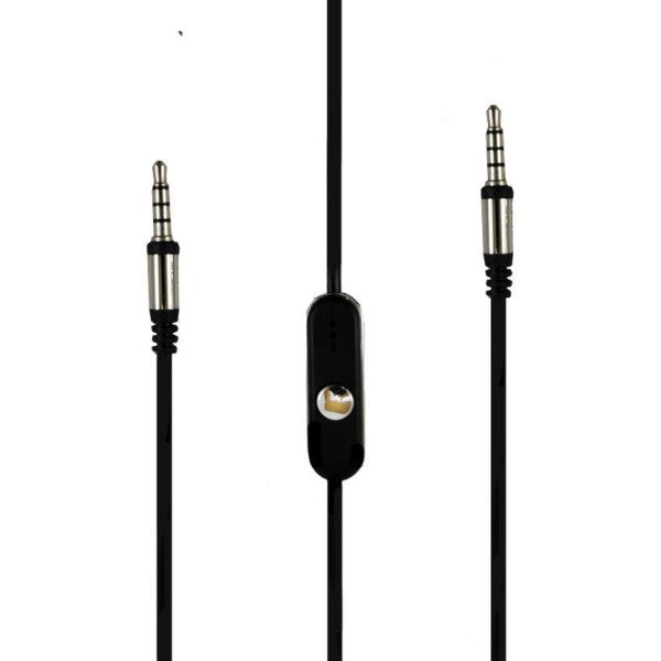 Cable Auxiliar 3.5mm Plug a Plug Con Botón y Micrófono Manos Libres Color Negro