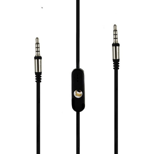 Cable Auxiliar 3.5mm Plug a Plug Con Botón y Micrófono Manos Libres Color Negro