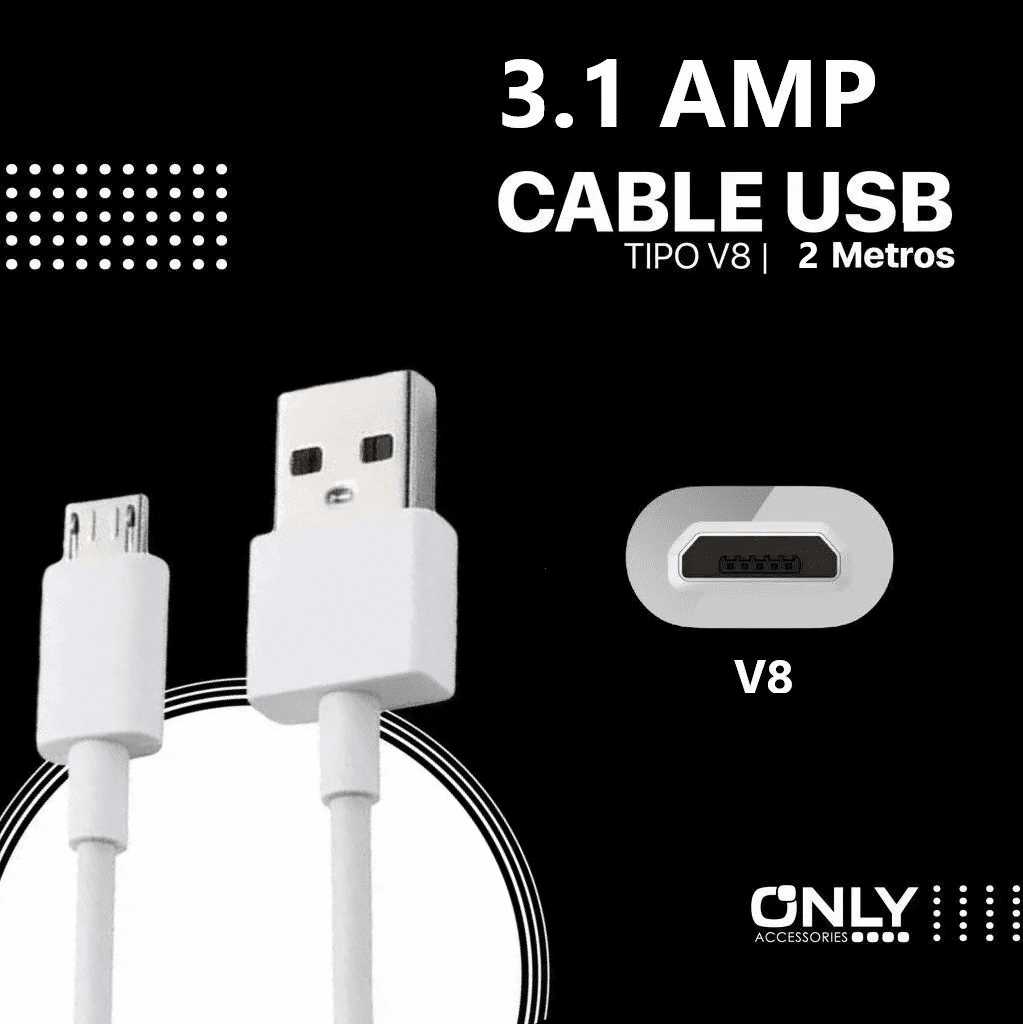 Cable Only 3,1 Amp Largo 2 Metros Usb A Micro Usb