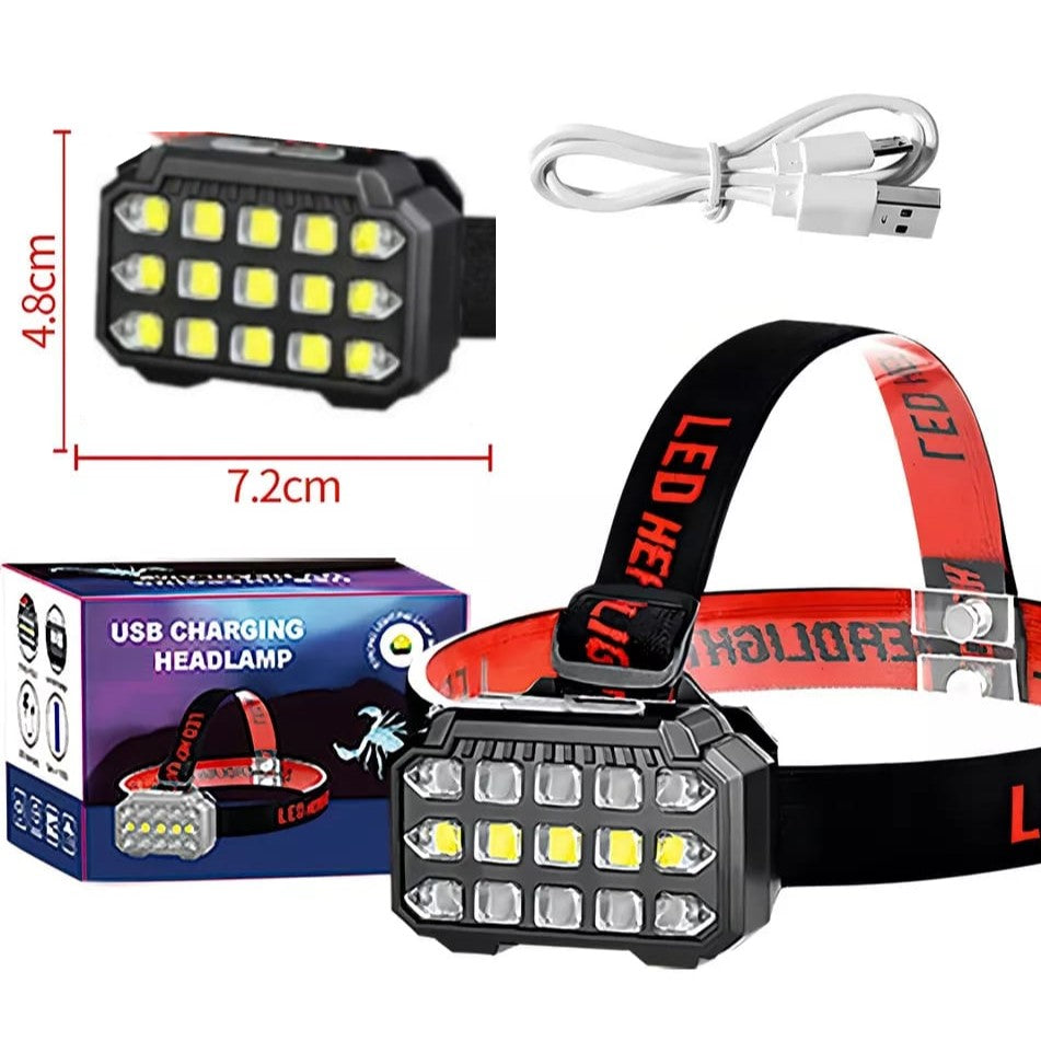 Linterna Minera Potenciada 15 Led Usb Vincha Multi Led Recargable