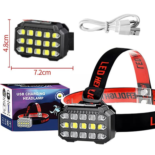 Linterna Minera Potenciada 15 Led Usb Vincha Multi Led Recargable