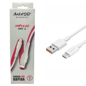 Cable Mixor 7.1A Usb A Tipo C Carga Rápida Color Blanco