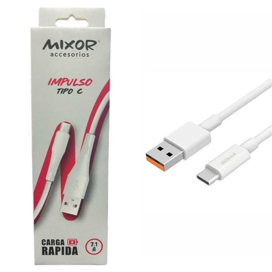 Cable Mixor 7.1A Usb A Tipo C Carga Rápida Color Blanco